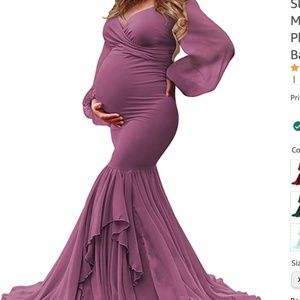Long Chiffon Sleeve Tired Mermaid Maternity Dress